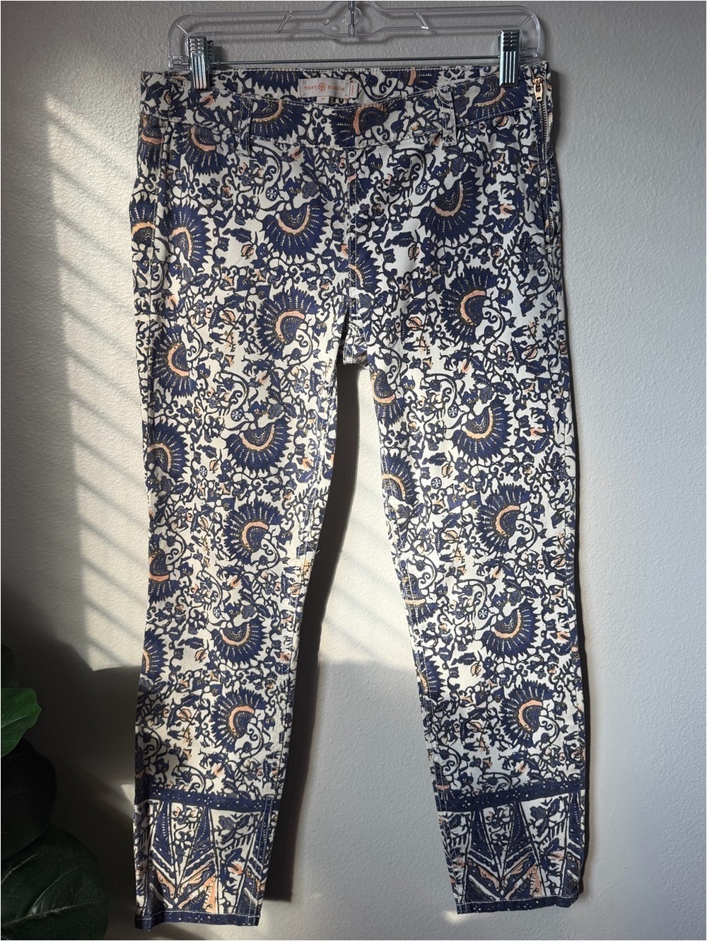 Tory Burch "Alexa" Madura Printed Cropped Skinny Jeans Preppy Boho Women’s 29